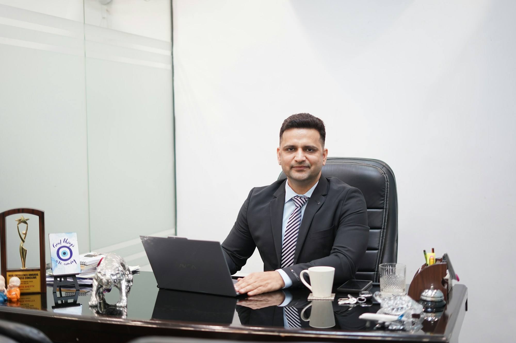 An Indian executive at his desk
